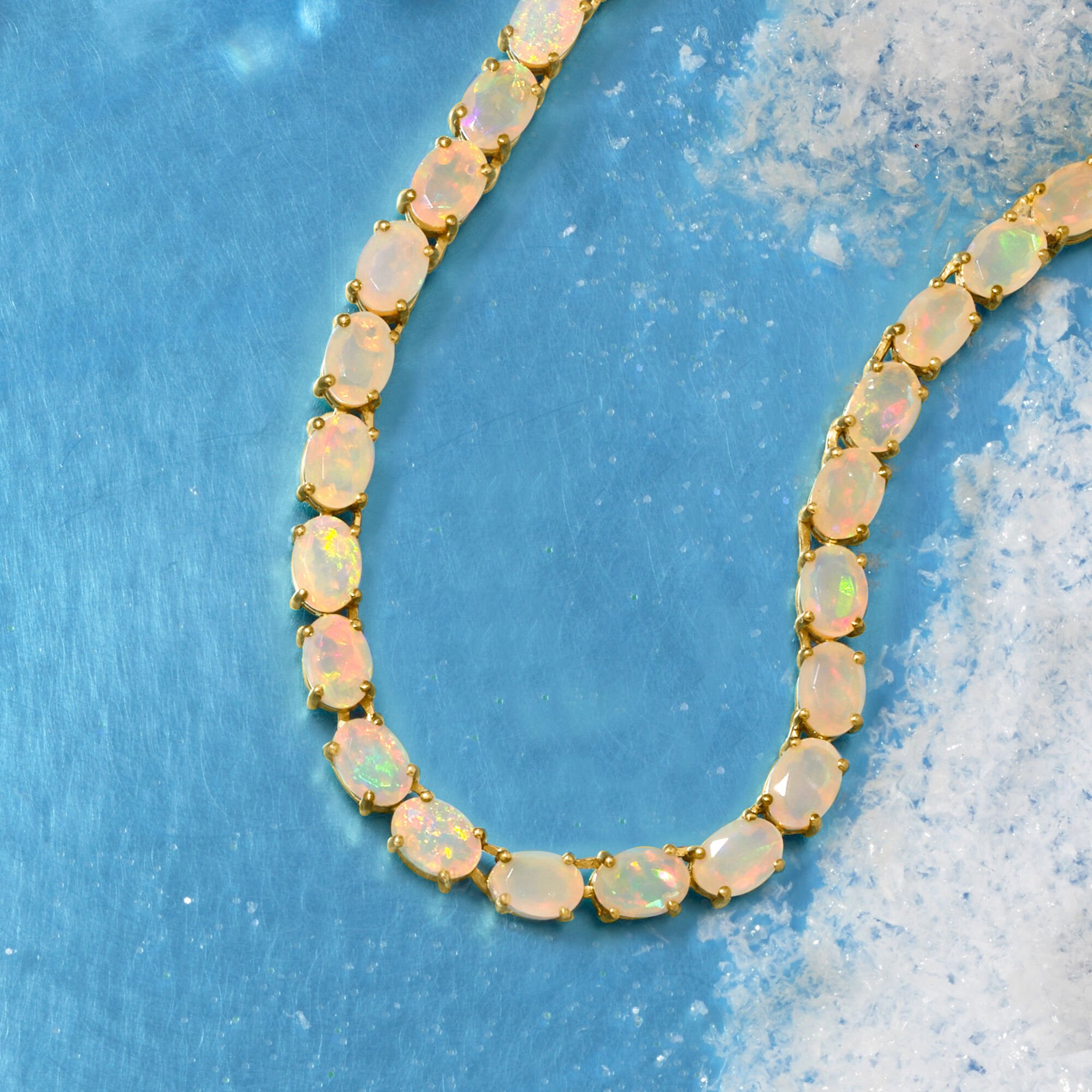 25.00 ct. t.w. Ethiopian Opal Tennis Necklace in 18kt Gold Over Sterling