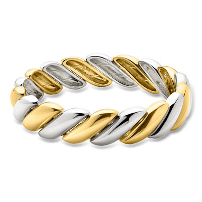 Silver and 14kt Gold-Plated Twisted Stretch Bracelet