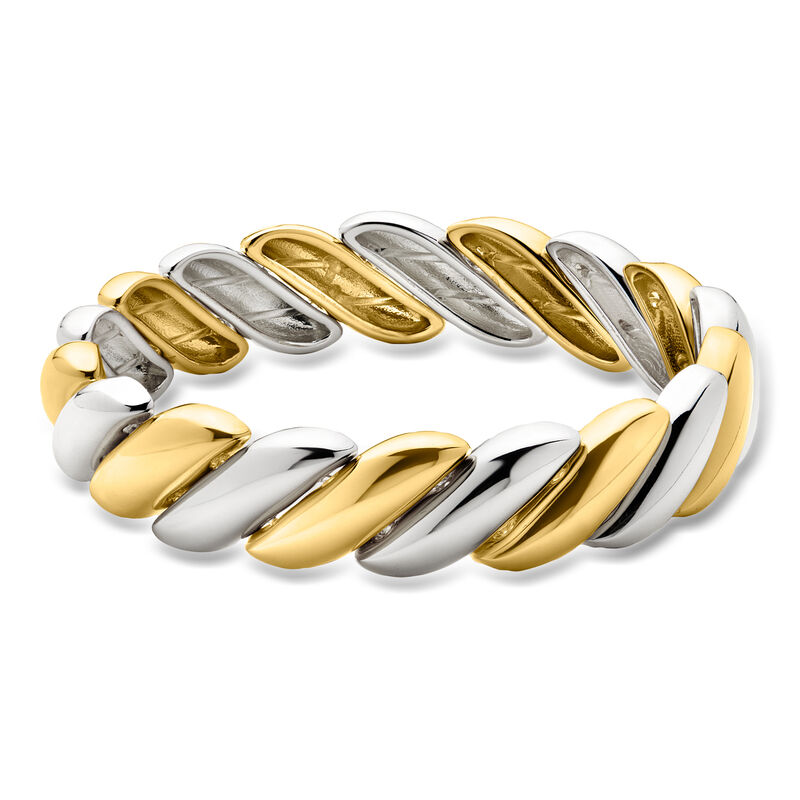 Silver and 14kt Gold-Plated Twisted Stretch Bracelet image number 0