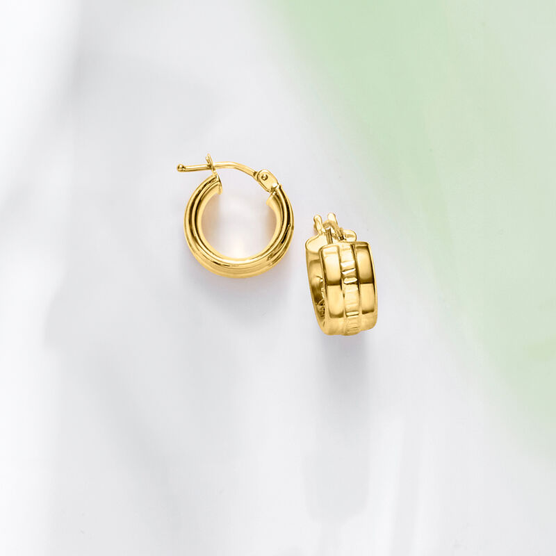 Italian 10kt Yellow Gold Huggie Hoop Earrings. 1/2&quot; image number 3