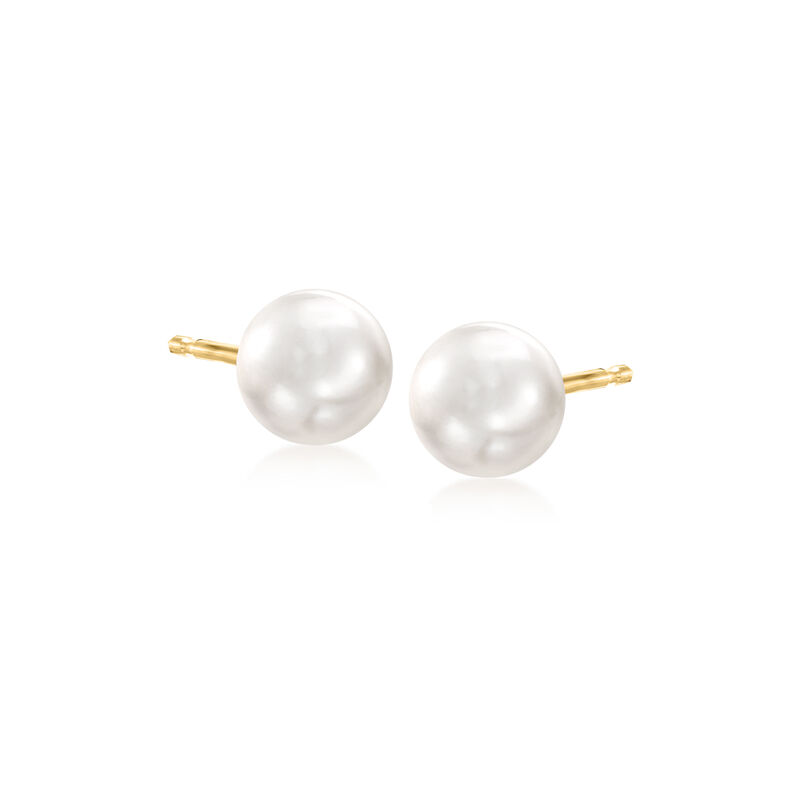 6-7mm Cultured Pearl Stud Earrings in 14kt Yellow Gold image number 0