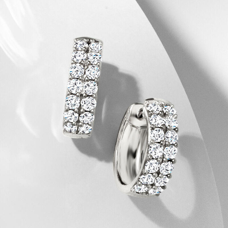1.00 ct. t.w. Diamond Huggie Hoop Earrings in Sterling Silver. 1/2&quot; image number 4