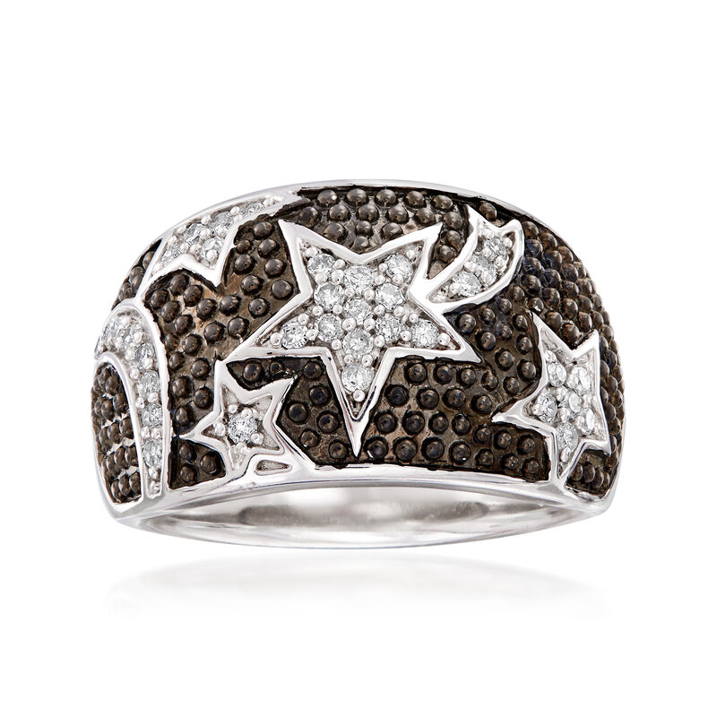 .30 ct. t.w. Diamond Star and Moon Ring in Sterling Silver image number 0
