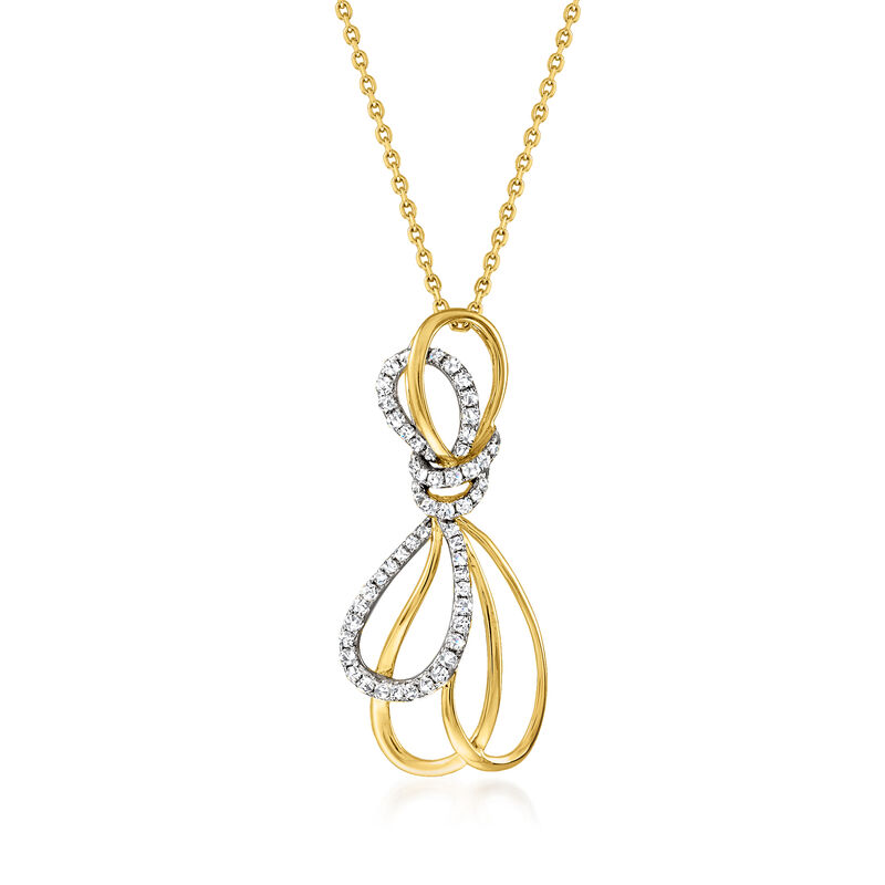 .41 ct. t.w. Diamond Bow Necklace in 14kt Yellow Gold image number 0