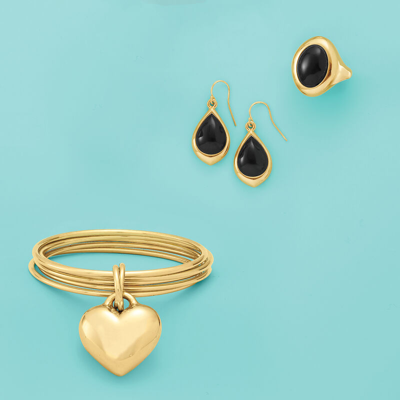 Andiamo Black Onyx Teardrop Earrings in 14kt Gold Over Resin image number 2