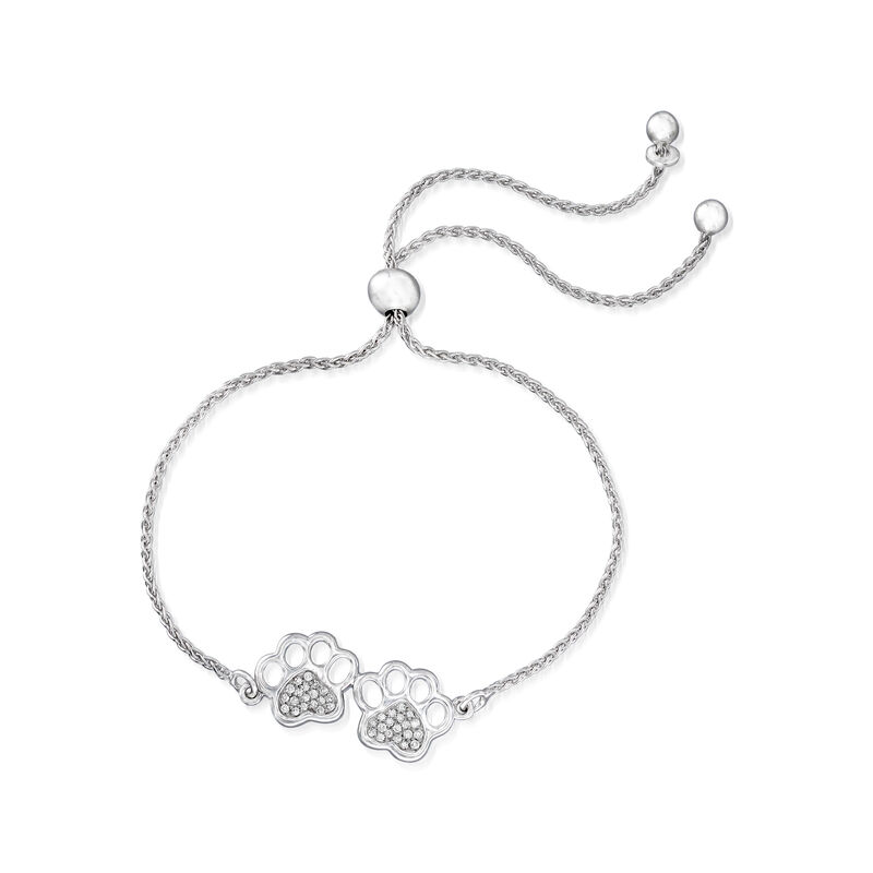 .15 ct. t.w. Diamond Paw Print Bolo Bracelet in Sterling Silver image number 2