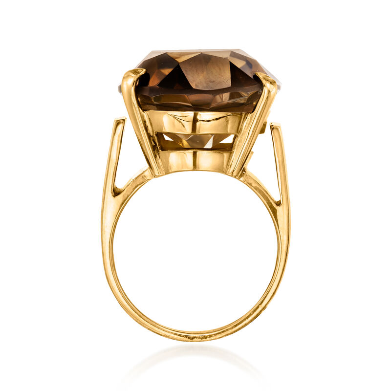 C. 1970 Vintage 26.50 Carat Smoky Quartz Ring in 14kt Yellow Gold. Size 6 image number 3