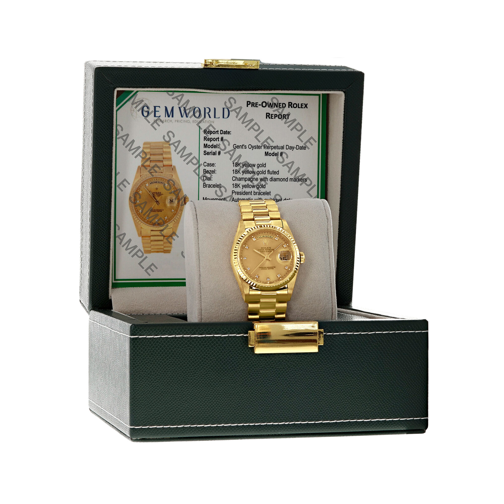 Pre owned Rolex Day Date Men s 36mm Automatic 18kt Yellow Gold Watch