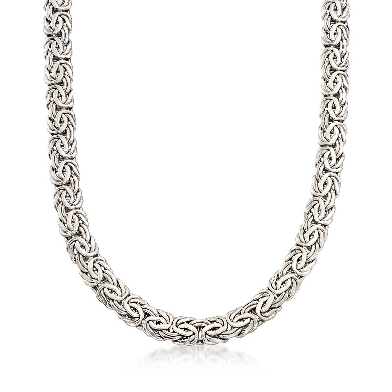 Sterling Silver Byzantine Necklace with Black Onyx image number 2