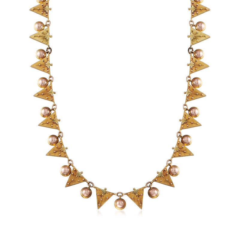 C. 1940 Vintage 14kt Two-Tone Gold Triangle Necklace image number 0