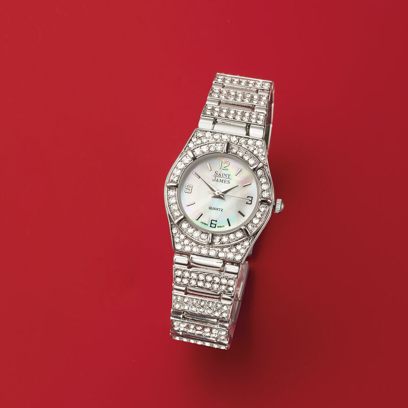 Saint James Women's 25mm Crystal and Mother-of-Pearl Watch in Stainless Steel image number 2