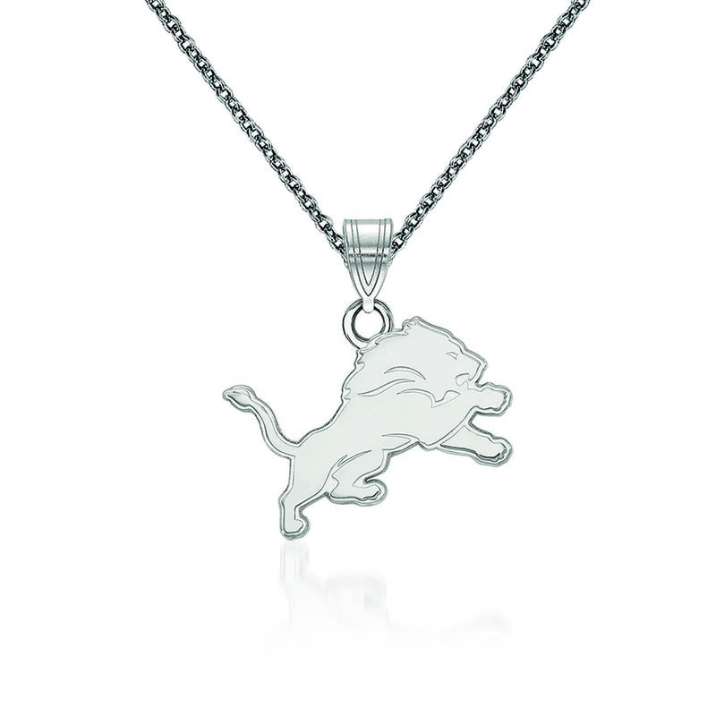 14kt White Gold NFL Detroit Lions Small Pendant Necklace. 18&quot; image number 0