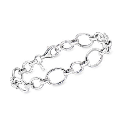 Italian Sterling Silver Cable and Oval-Link Bracelet