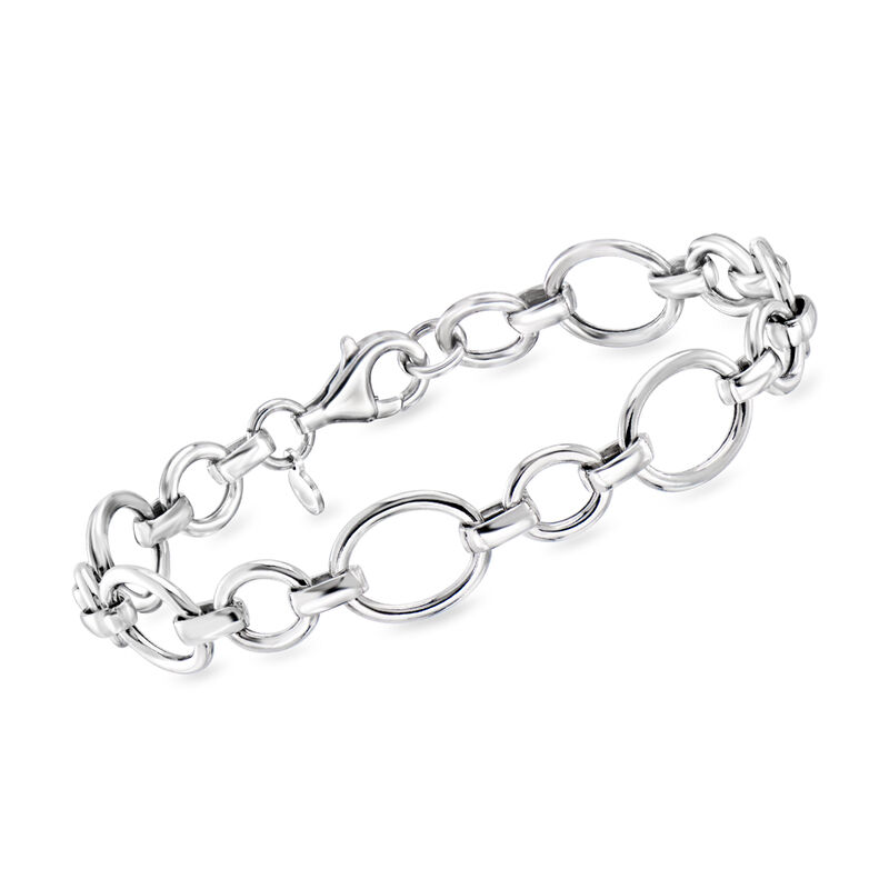 Italian Sterling Silver Cable and Oval-Link Bracelet image number 0