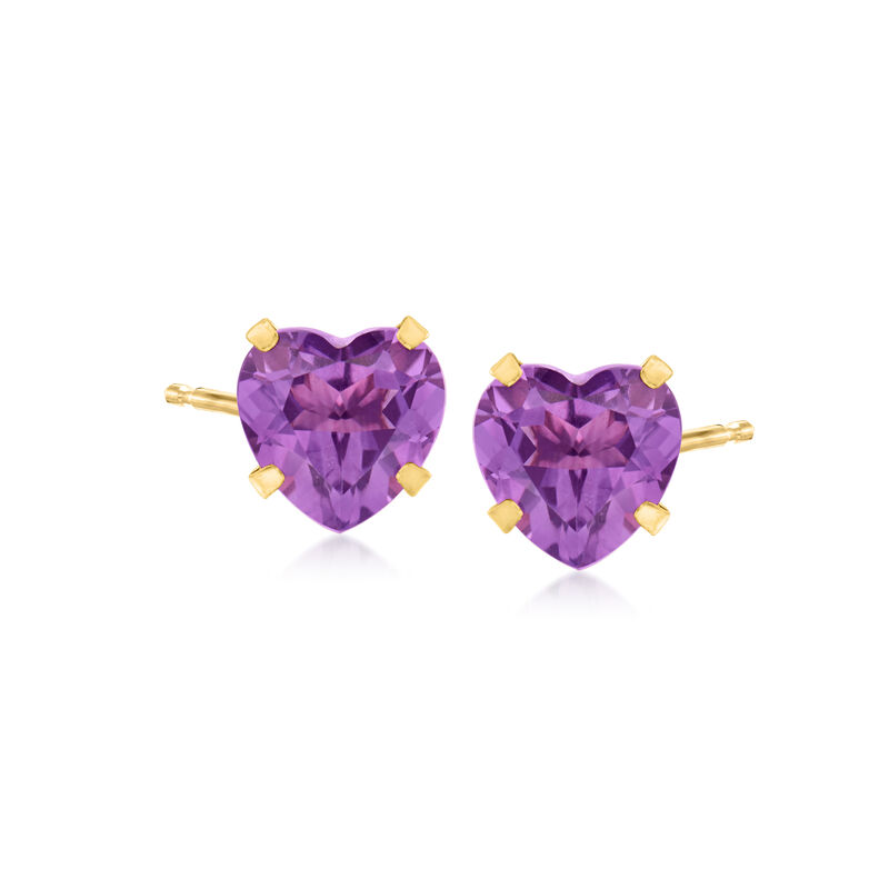 3.20 ct. t.w. Amethyst Heart Martini Stud Earrings in 14kt Yellow Gold image number 0
