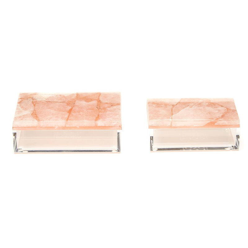 Set of Two Genuine Rose Quartz Decorative Boxes image number 0