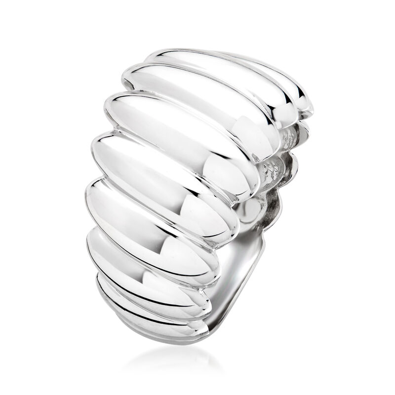 Italian Rhodium-Plated Bubble Ring image number 2