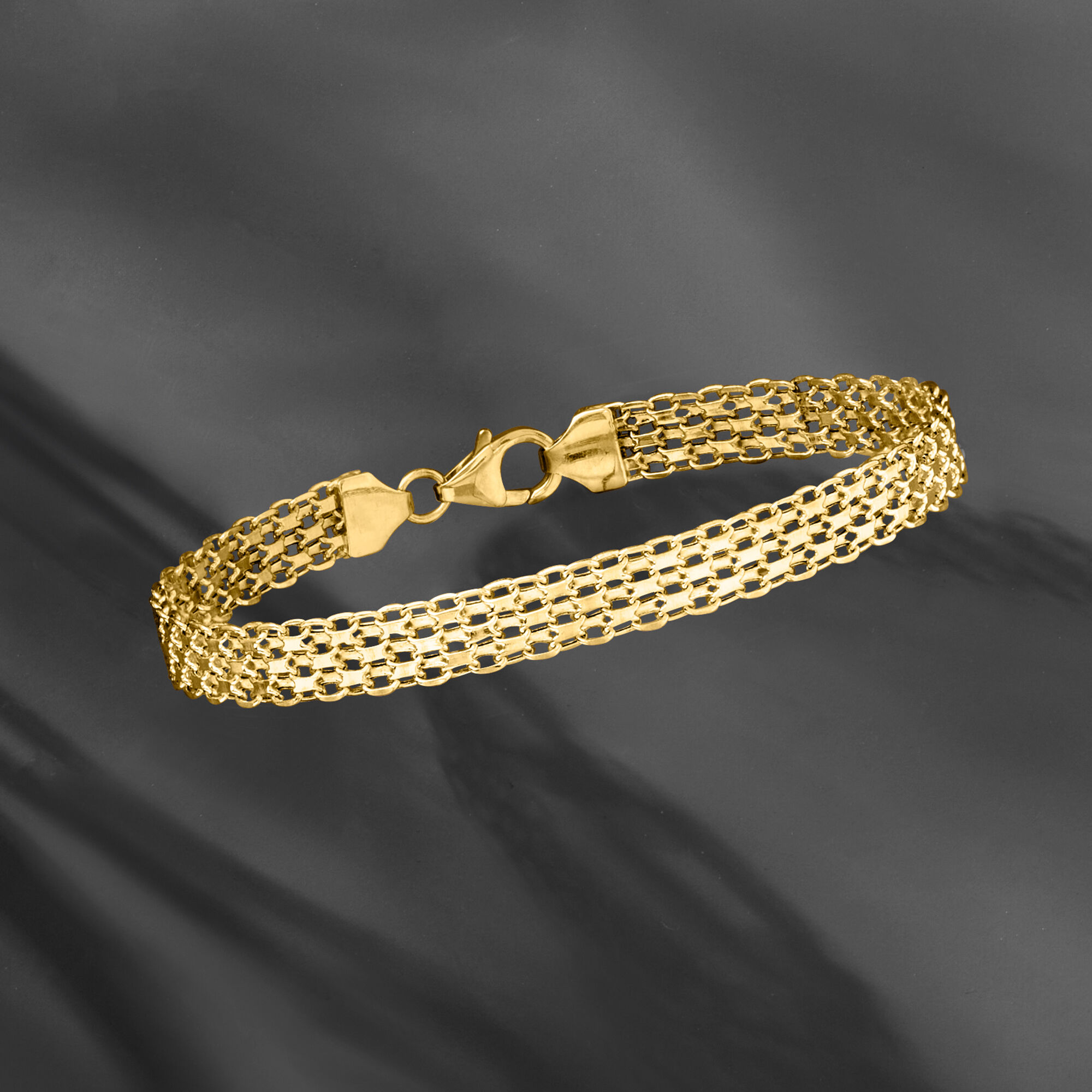 Italian 18kt Yellow Gold Bismark Link Bracelet