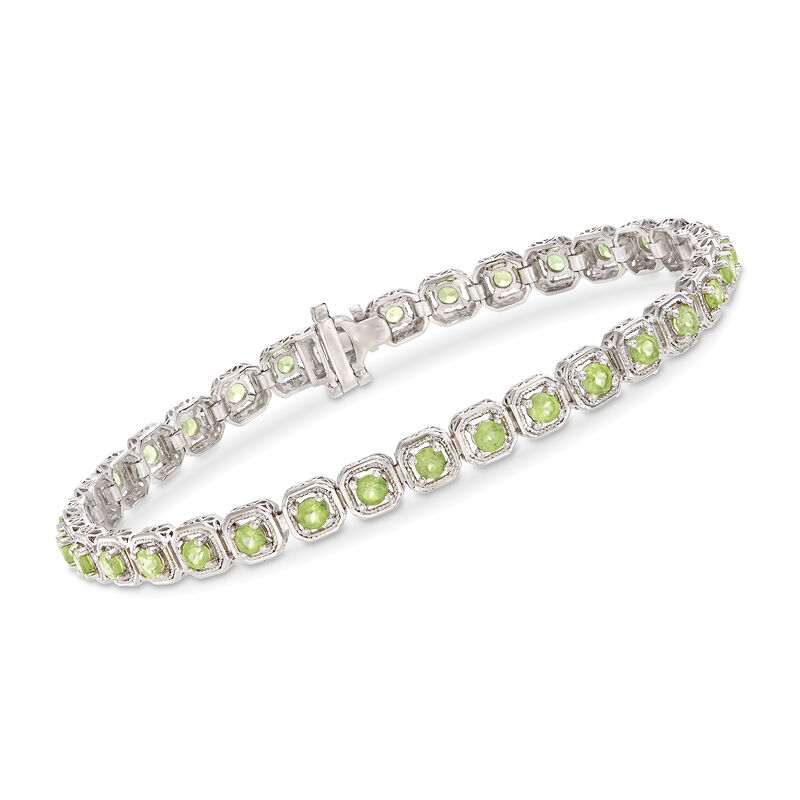 3.90 ct. t.w. Peridot Bracelet in Sterling Silver. 8&quot; image number 0
