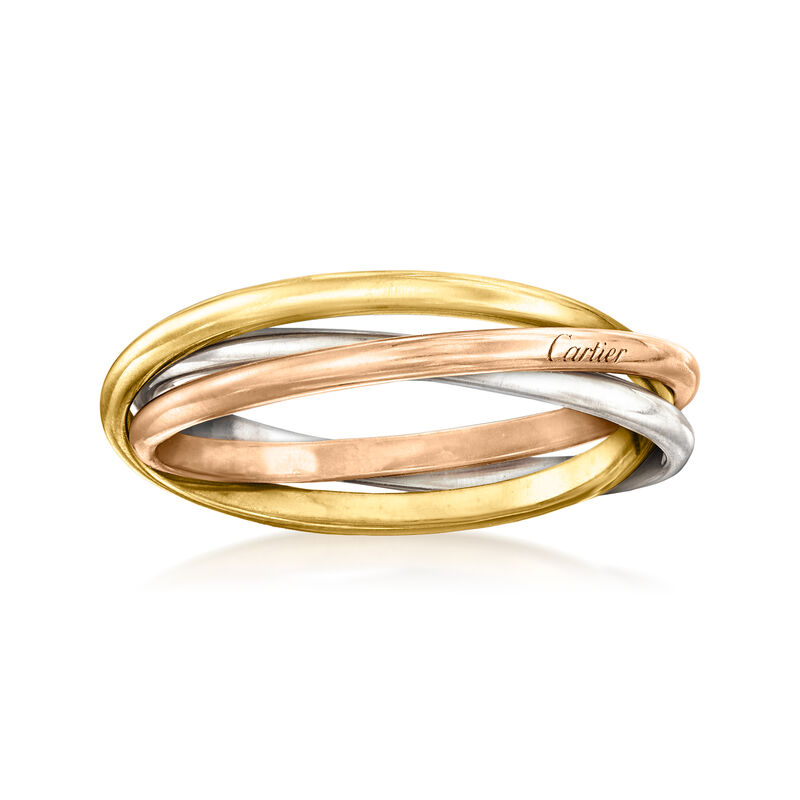 C. 1990 Vintage Cartier 18kt Tri-Colored Gold &quot;Trinity&quot; Ring image number 0
