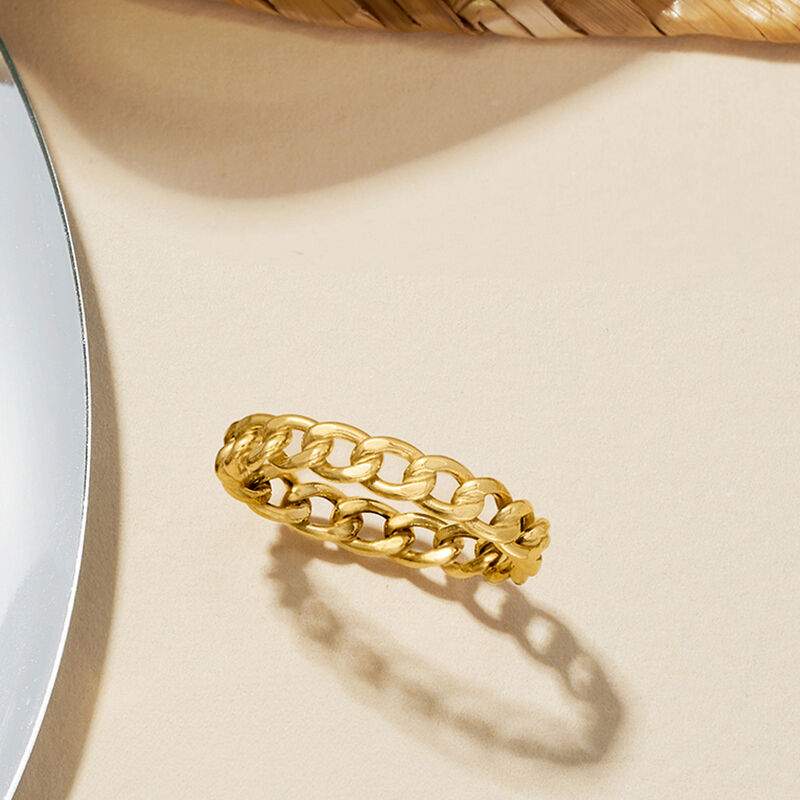 Italian 14kt Yellow Gold Curb-Link Ring. Size 7 image number 3
