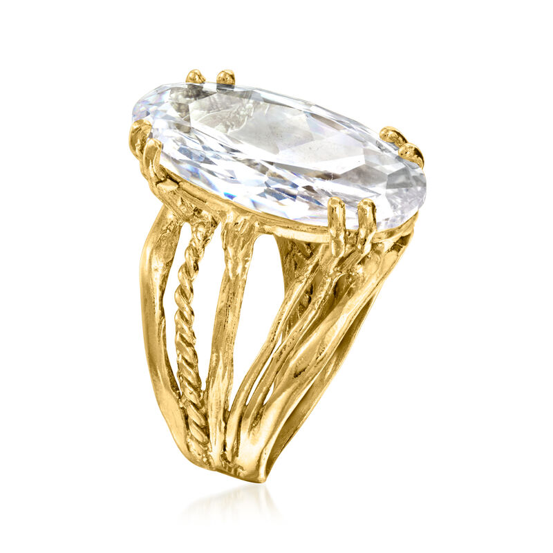 8.00 Carat CZ Crisscross Ring in 18kt Gold Over Sterling image number 2