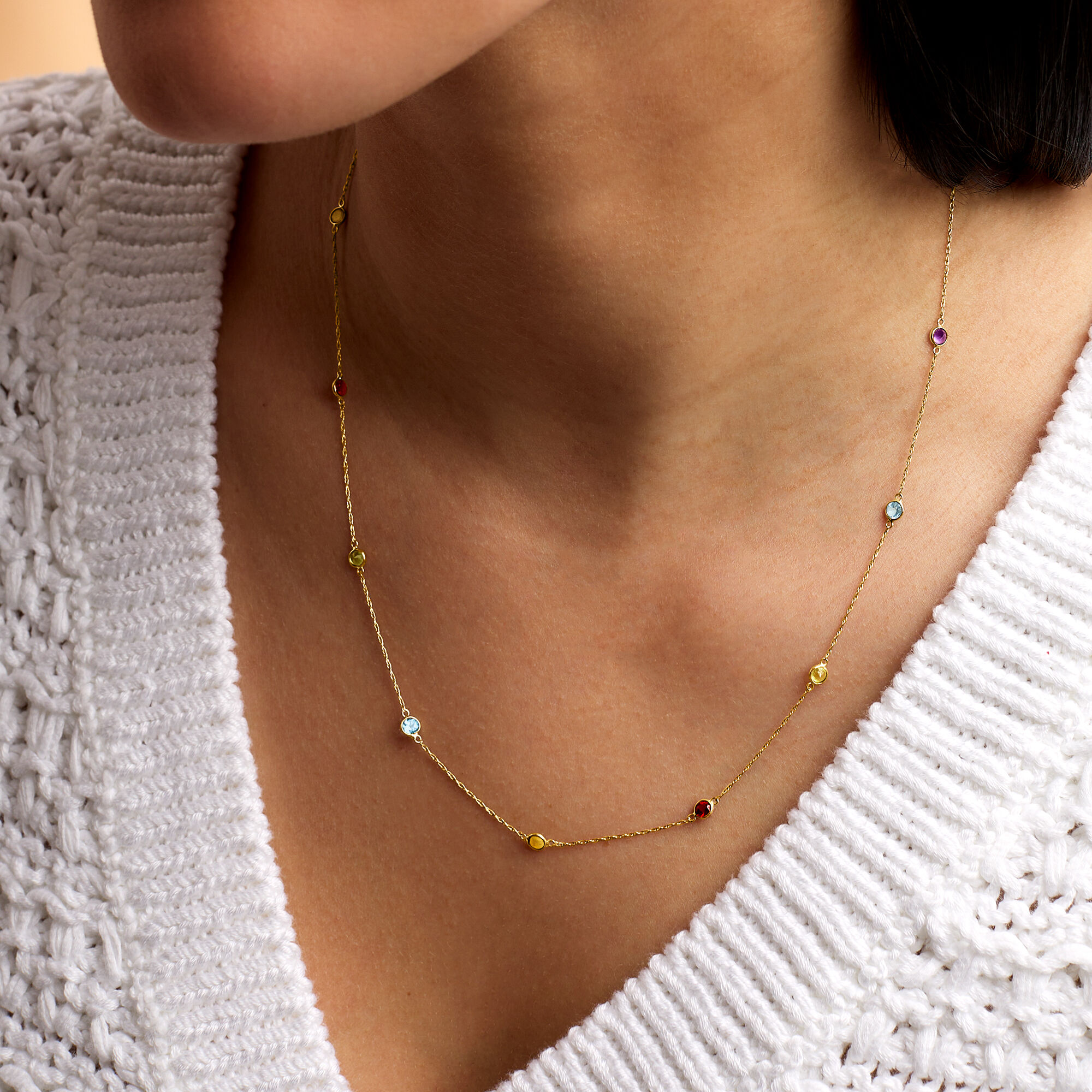 80 ct. t.w. Multi-Gemstone Station Necklace in 14kt Yellow