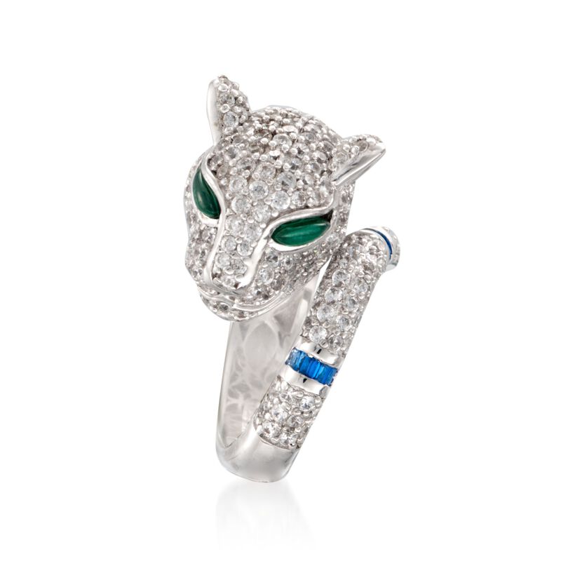 4.00 ct. t.w. CZ and Simulated Multi-Stone Panther Ring in Sterling Silver image number 2