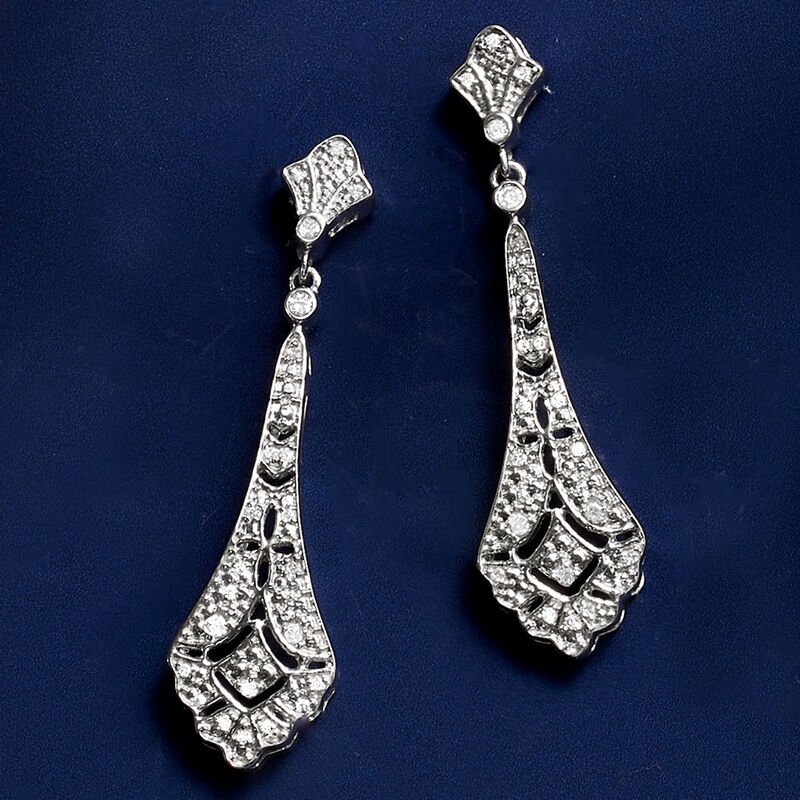 .15 ct. t.w. Diamond Openwork Drop Earrings in Sterling Silver image number 2