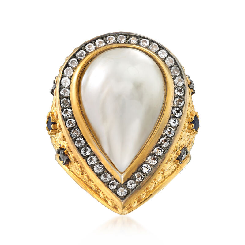 Cultured Pearl and 1.10 ct. t.w. Multi-Gem in Two-Tone Sterling Silver image number 0