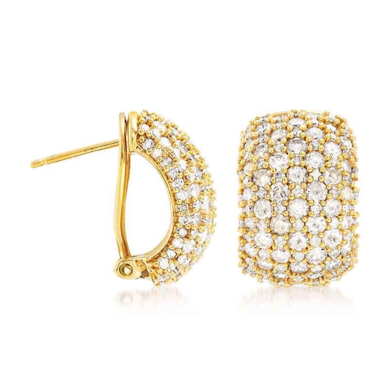 5.00 ct. t.w. Pave Diamond Earrings in 18kt Gold Over Sterling image number 2