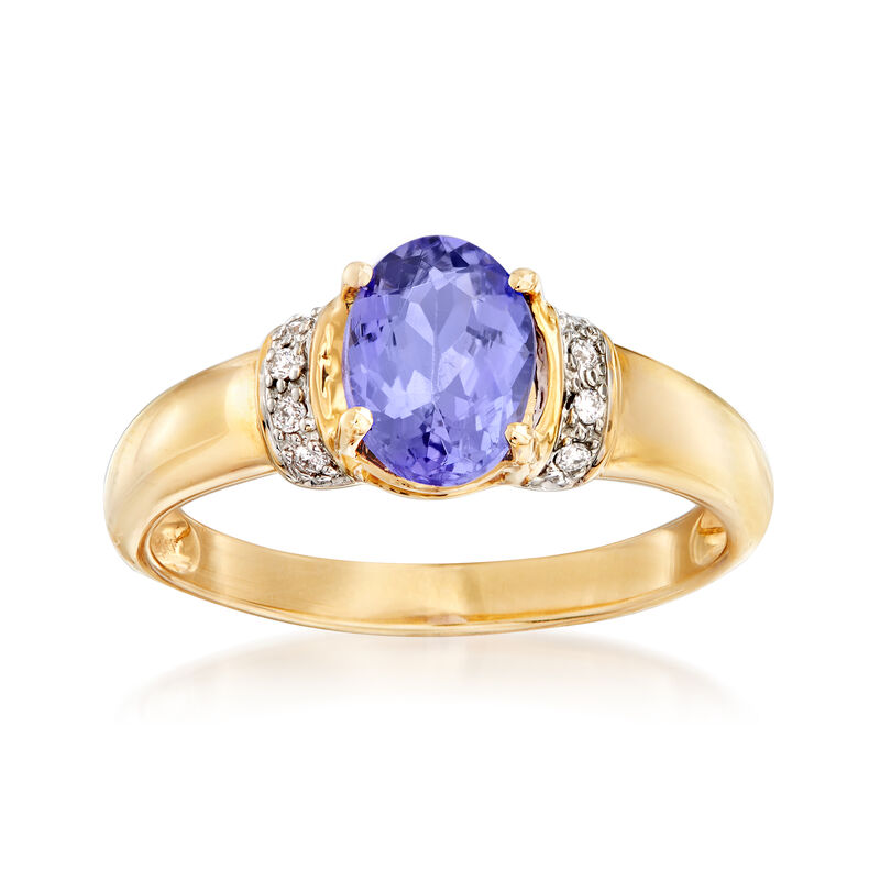 1.00 Carat Tanzanite Ring in 14kt Yellow Gold image number 0