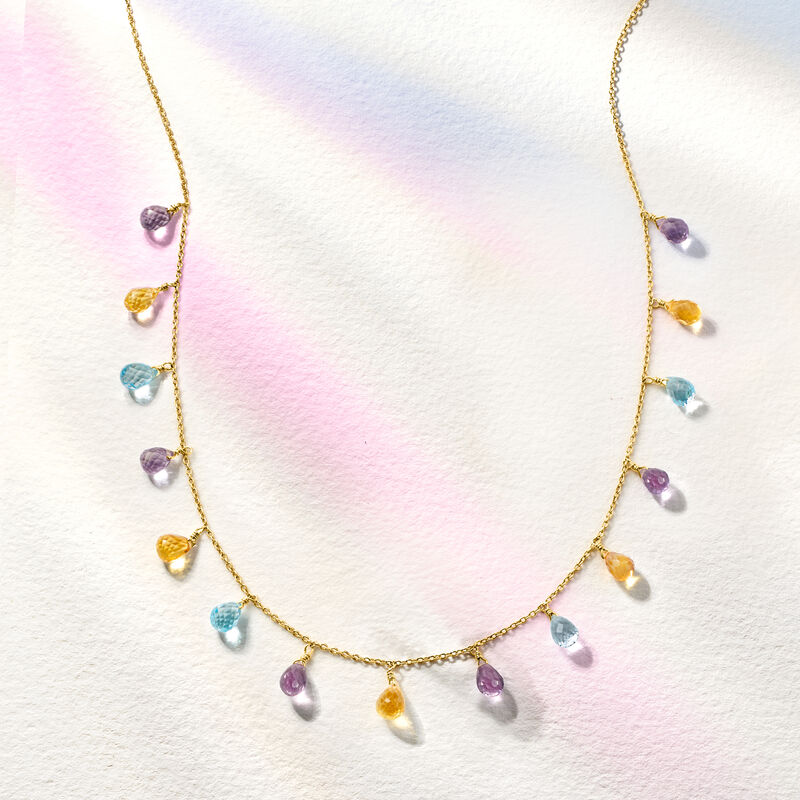 15.00 ct. t.w. Multi-Gemstone Teardrop Necklace in 18kt Gold Over Sterling image number 2