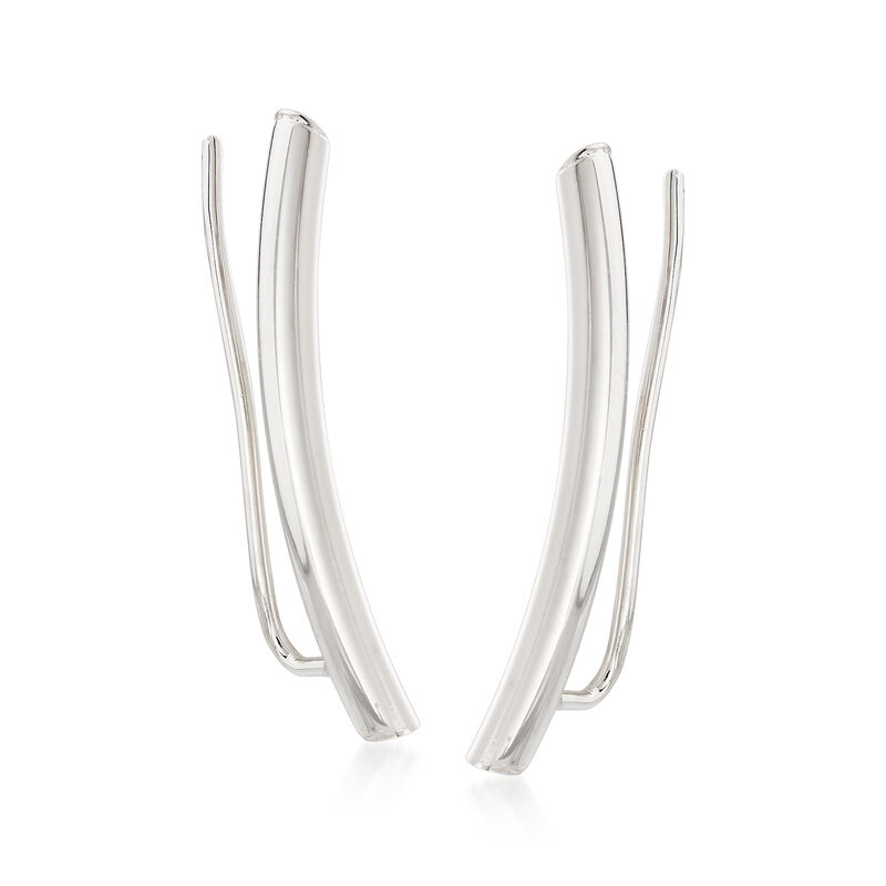 Italian 14kt White Gold Bar Ear Climbers image number 0