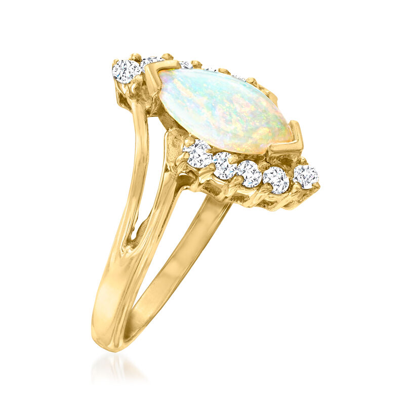C. 1980 Vintage Opal Ring with .25 ct. t.w. Diamonds in 14kt Yellow Gold image number 2