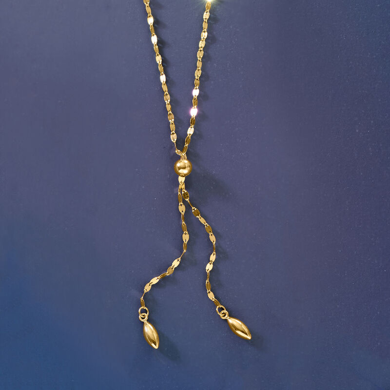 Italian 10kt Yellow Gold Lumachina-Chain Lariat Necklace. 20" image number 3
