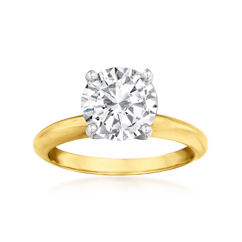 2.30 Carat Certified Diamond Solitaire Engagement Ring in 14kt Yellow Gold. Size 6 image number 0