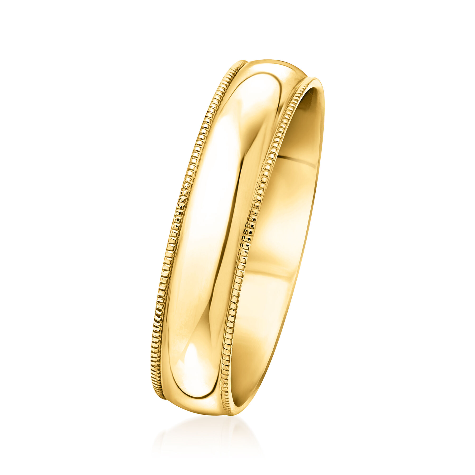 Men s 5mm 14kt Yellow Gold Milgrain Wedding Band