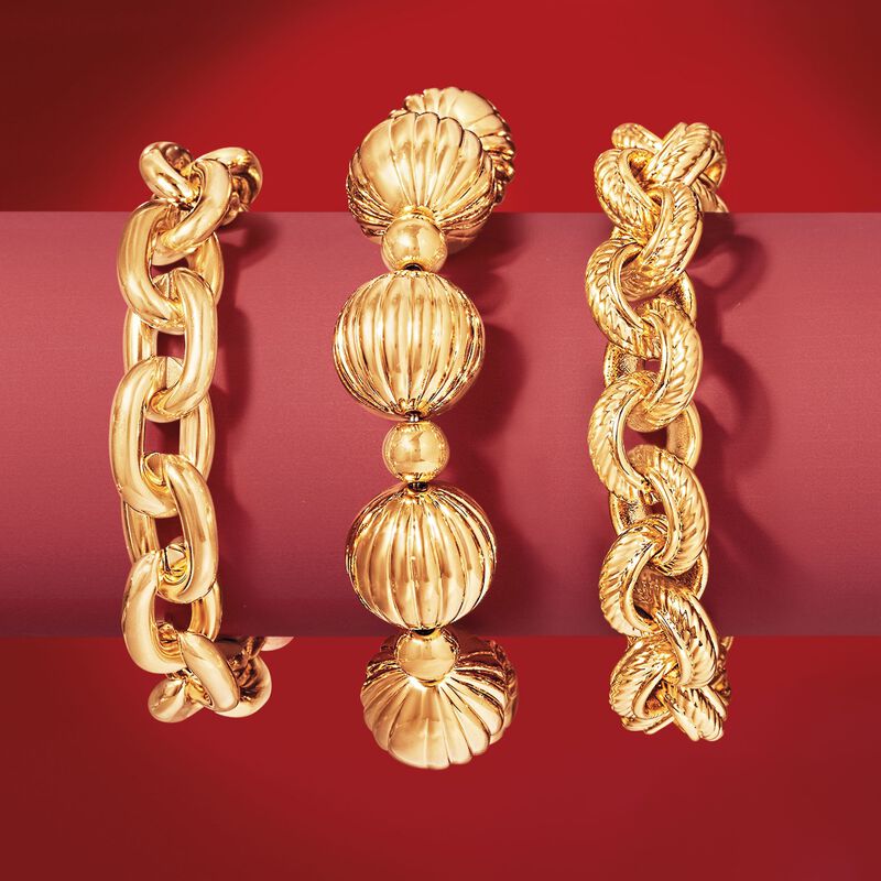 Italian Andiamo 14kt Yellow Gold Chain-Style Link Bracelet image number 2