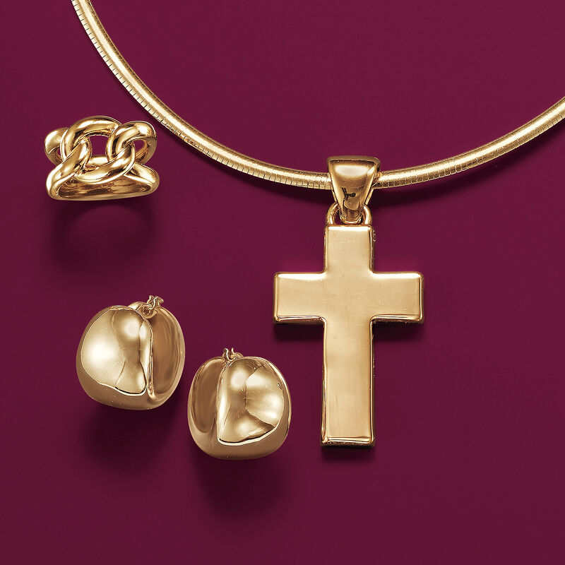 Italian Andiamo 14kt Yellow Gold Cross Pendant image number 2
