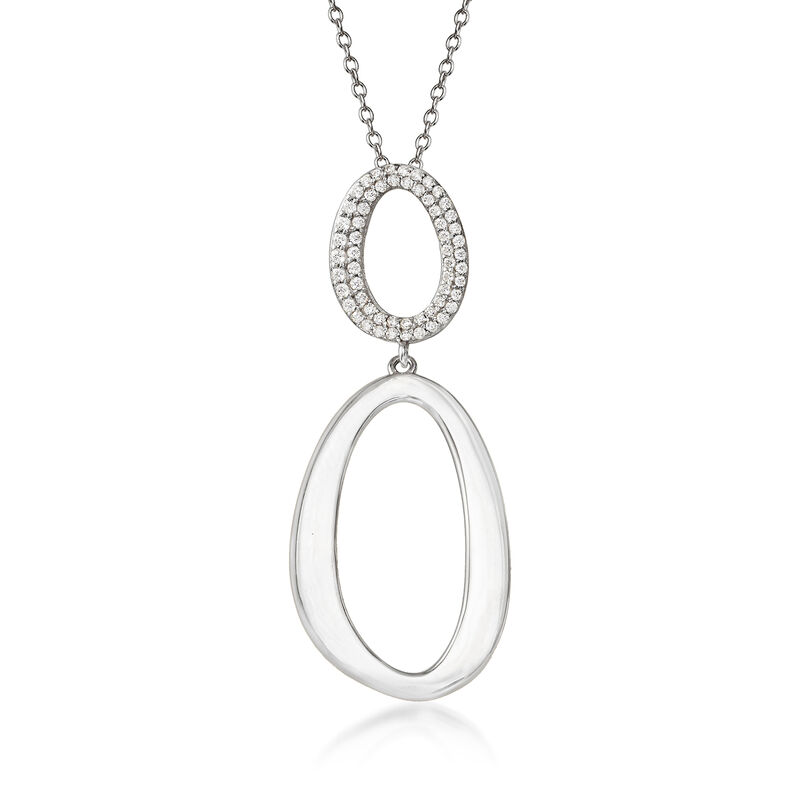 .30 ct. t.w. Pave CZ Double Oval Pendant Necklace in Sterling Silver image number 0