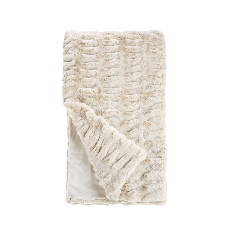Couture Collection Ivory Mink Faux Fur Throw Blanket image number 0