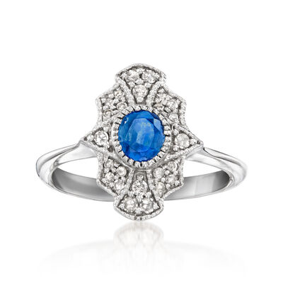 .50 Carat Sapphire Ring with .20 ct. t.w. Diamonds in Sterling Silver