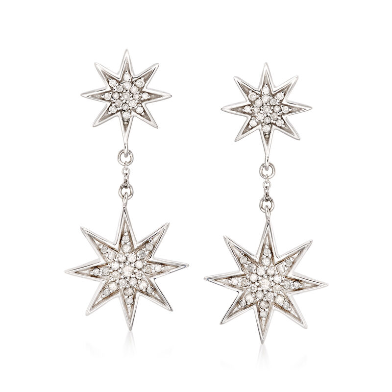 .50 ct. t.w. Diamond Starburst Drop Earrings in Sterling Silver image number 0