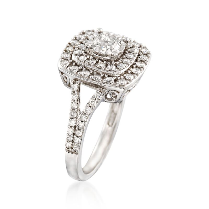 1.03 ct. t.w. Diamond Halo Ring in 14kt White Gold image number 2