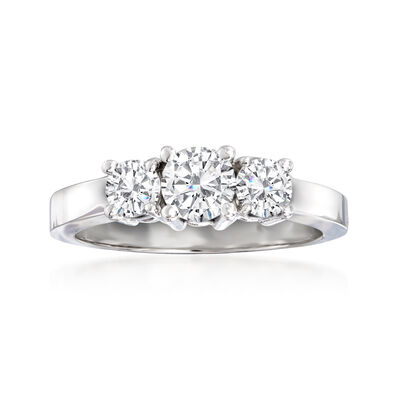 1.00 ct. t.w. Diamond Three-Stone Ring in 14kt White Gold
