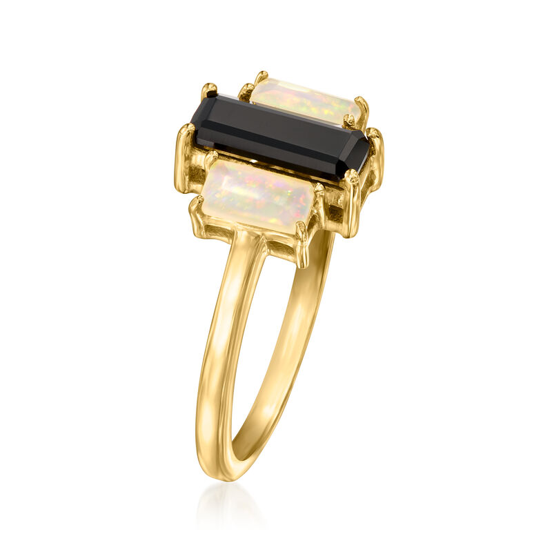 Onyx and Opal Ring in 18kt Gold Over Sterling image number 2