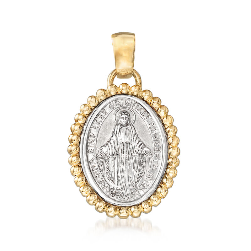 Italian 14kt Two-Tone Gold Miraculous Medal Pendant image number 0
