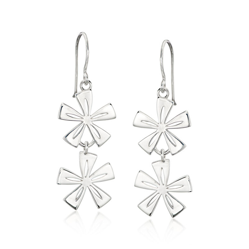 Zina Sterling Silver Tiki Flower Drop Earrings image number 0