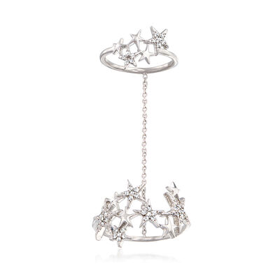 .20 ct. t.w. Diamond Star Double Ring in Sterling Silver